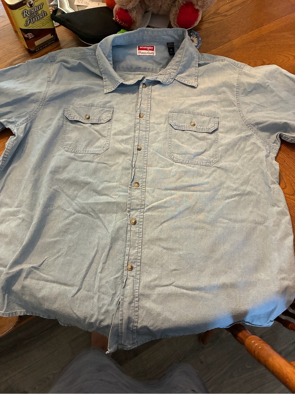 Wrangler Light Blue Short Sleeve Button-Down Shirt